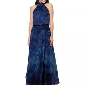 Betsy & Adam
Petite Floral-Chiffon Halter-Neck Gown Size 6